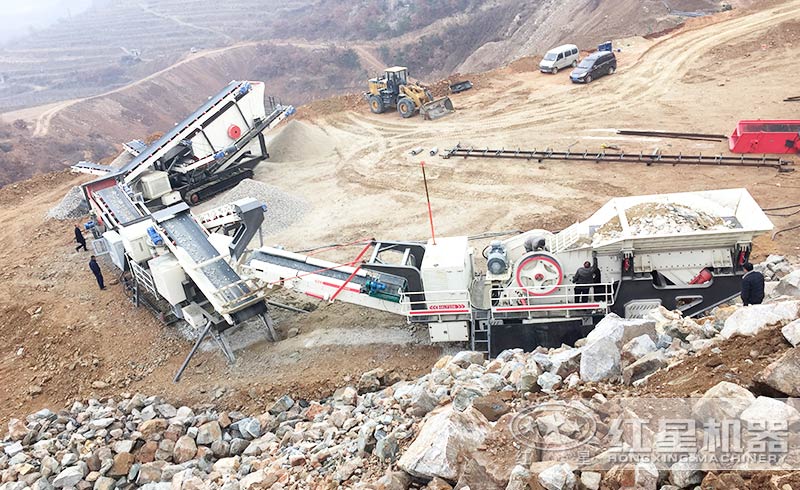 移動碎石機(jī)工作現(xiàn)場實拍